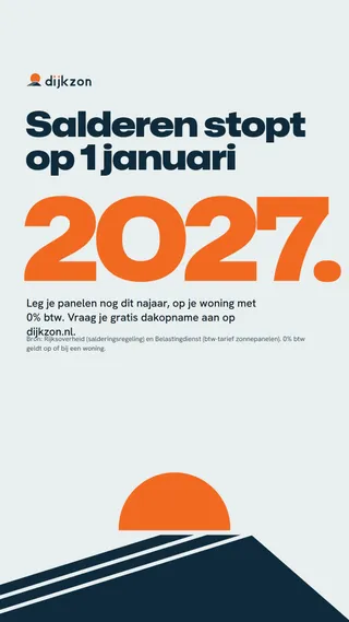 Advertentie van Dijkzon: Salderen stopt op 1 januari 2027.